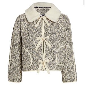 The Great reversible shearling collar bow jacket